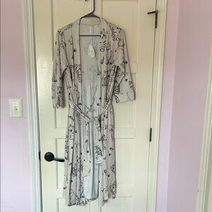 Women's Gray Printed cat Robe